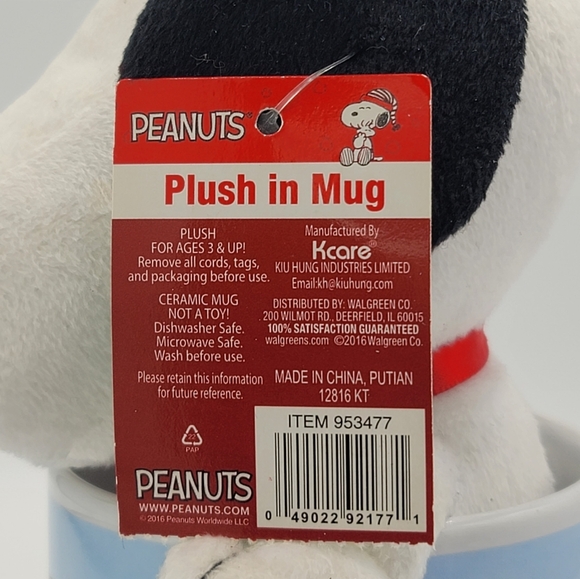 Peanuts Snoopy Plush in Mug Christmas 2016 Walgreens Exclusive Ceramic Cup - Picture 6 of 11